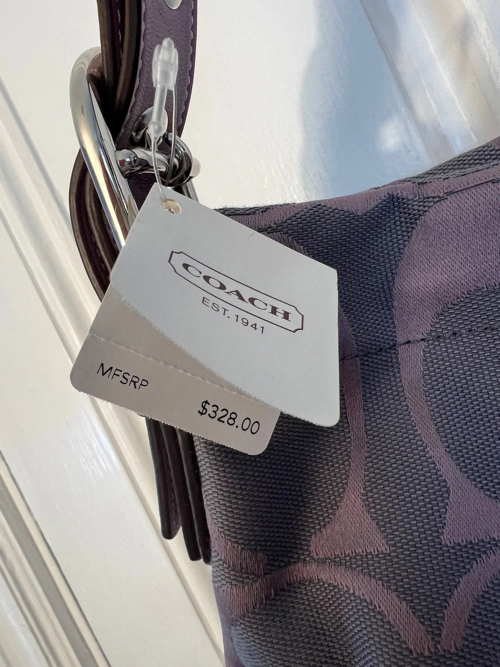 Coach vintage signature duffle hobo bag NWT heather lilac - Picture 3 of 5